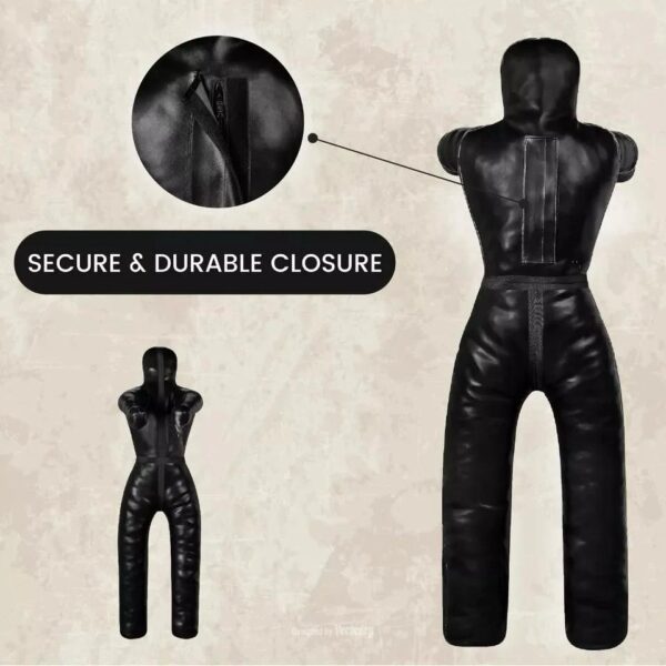 180cm Rexine Unfilled Grappling Dummy - Full Black for BJJ, MMA, Judo | Ravine International