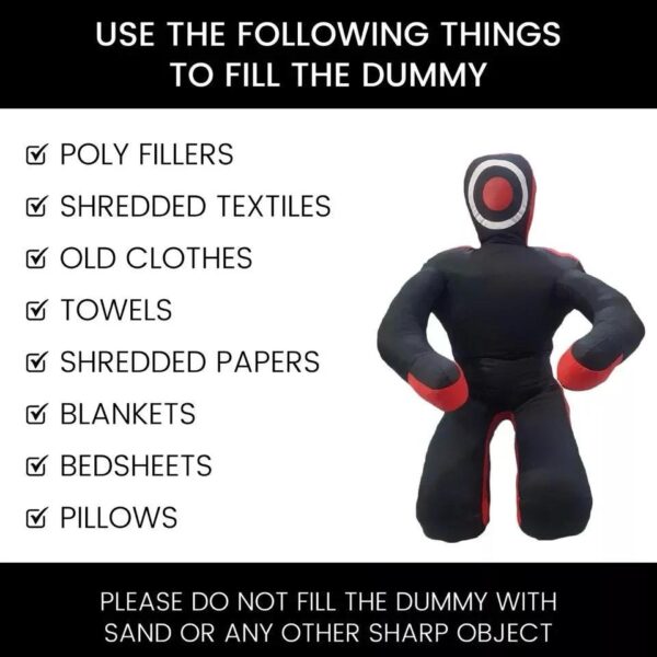 WhatsApp Image 2026-09-23 at 8.51.22 PM (1) Canvas Unfilled Sitting Grappling Dummy - Red & Black for BJJ, MMA, Judo | Ravine International