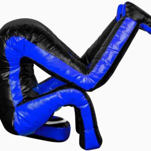 180cm Vinyl Unfilled Sitting Grappling Dummy - Blue & Black for BJJ, MMA, Judo | Ravine International