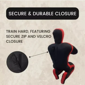 Canvas Unfilled Sitting Grappling Dummy - Red & Black for BJJ, MMA, Judo | Ravine International